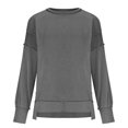 thumbnail image 3 of Yokua Womens Long Sleeve Tops Ribbed Loose Fit Oversized Sweatshirts with Side Slit High Low Hem Fall Outfits, 3 of 9