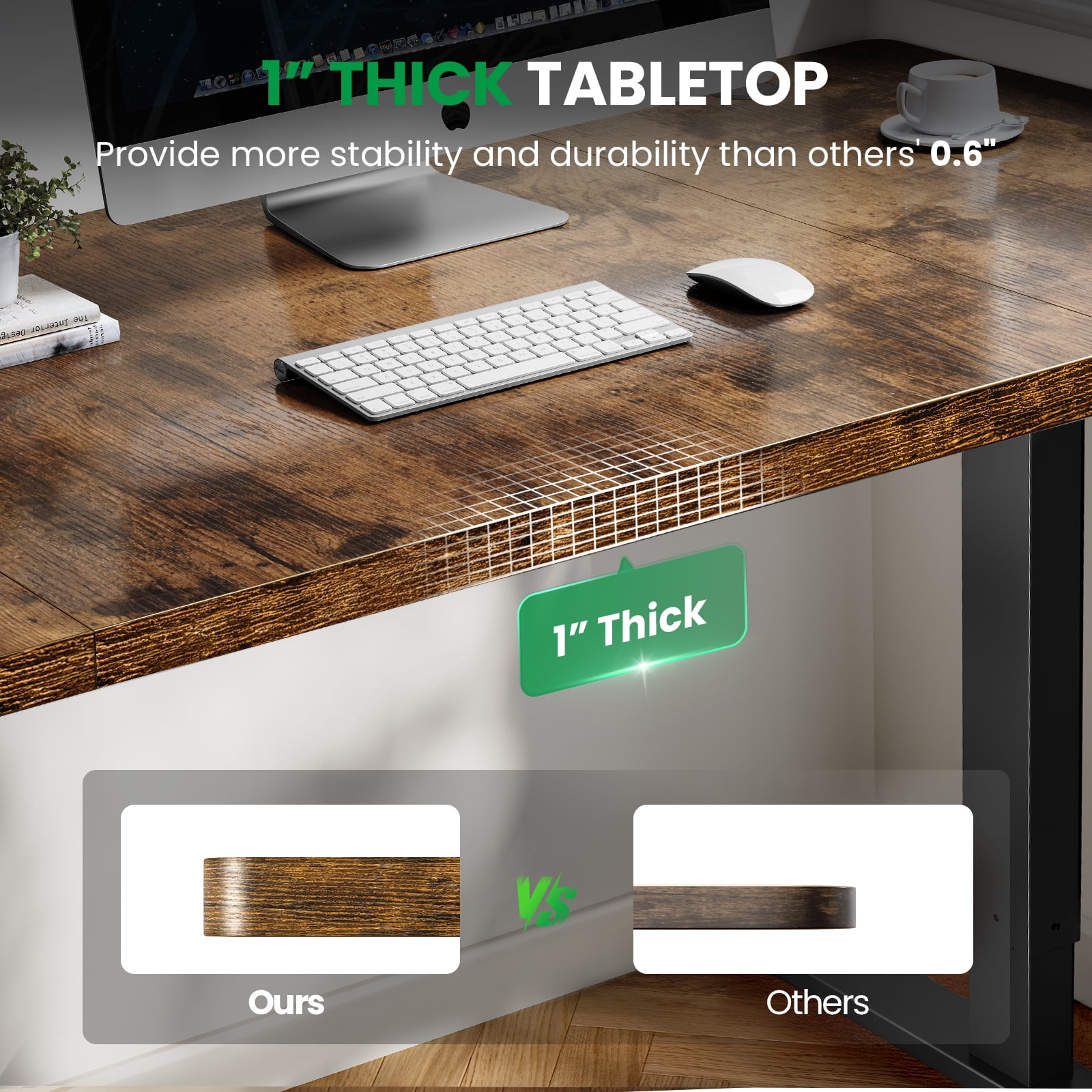 Standing Desk – 1" Thickened Desktop & Heavy-duty Frame, Adjustable Height Electric Desk With Memory Controller