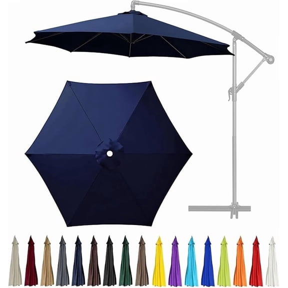10ft Patio Umbrella Replacement Canopy 6 Ribs, Waterproof & Fade Resistant Market Umbrella Cover (Canopy Only) (Navy Blue)