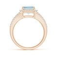 thumbnail image 2 of ANGARA Natural Emerald-Cut 3 ct Aquamarine Split Shank Halo Ring in 14K Rose Gold for Women (Size-10x8mm) | March Birthstone, Birthday, Anniversary, Jewelry Gift for Women | Natural Aquamarine Ring, 2 of 9