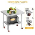 thumbnail image 4 of Uforic Commercial Stainless Steel Work Table with Wheels, 30" x 24", Adjustable Storage, Durable, Rust-Resistant 2-Shelf Utility Table, 4 of 5