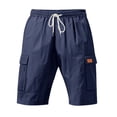 thumbnail image 6 of hoksml Summer Men Cotton Linen Cargo Shorts Solid Color Elastic Waist Drawstring Multi Pocket Outdoor Lightweight Hiking Beach Shorts, 6 of 9