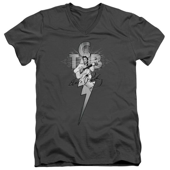 Elvis Presley TCB Ornate V-Neck T-Shirt Charcoal