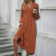 thumbnail image 6 of Ashirexll Long Sleeve Maxi Dress, Womens Fall Dresses, Women's V-neck Wool Dress Long Sleeve Waist Cinching Long Dresses, 6 of 6