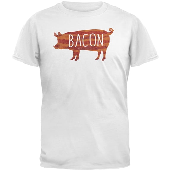 Bacon Pig Silhouette White Adult T-Shirt - X-Large