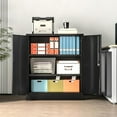 thumbnail image 2 of Metal Storage Cabinet, 36" H Locking Storage Cabinet with 2 Adjustable Shelves, Metal Cabinets for Garage, Home, Office, Utility Room-Black, 2 of 9