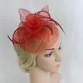 thumbnail image 2 of Diadema de cabellero BLESIY con Plumas Artificiales sombrero Fascinator de Década 20 para Boda Cóctel rojo, 2 of 7