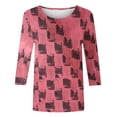 thumbnail image 4 of Jusqu'à 30 % de Réduction DYTTDG T-shirt Grande Taille pour Femmes Manches 3/4 Hauts Imprimés Col Rond Blouse Décontractée Ample Hauts pour Femmes, 4 of 5