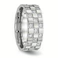 thumbnail image 4 of Bague en Acier Inoxydable Poli à Carreaux CZ Taille 8, 4 of 6