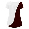 thumbnail image 4 of Womens Plus Size,Women Fashion Solid Color Casual V-Neck Short Sleeve Loose T-Shirt Tops, 4 of 7