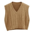 thumbnail image 2 of Sleeveless Women V-neck Knit Crop Sweater Vest Casual Argyle Knit Vest, 2 of 5