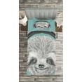 thumbnail image 3 of Ambesonne Sloth Quilted Bedspread Set 2 Pcs, DJ Sloth Headphones, Twin Size, Teal Grey Fuchsia, 3 of 3