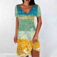 thumbnail image 2 of PuLe Summer Dress Sun Dresses for Women 2024 Vacation Sexy V Neck Short Sleeve T Shirt Dress Color Trendy Beach Sundress, 2 of 5