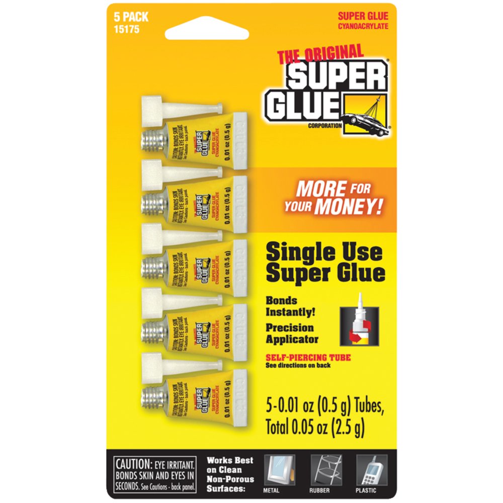 The Original Superglue 1517512 Instant Adhesive Mini Tubes, 5 Pk