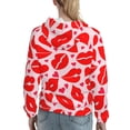 thumbnail image 7 of Fotbe Lips Kiss Pattern Womens Long Sleeve Hoodie, Pullover Hooded Sweatshirt, Kangaroo Pocket Hoodie with Eye-catching Drawstrings-X-Large, 7 of 7