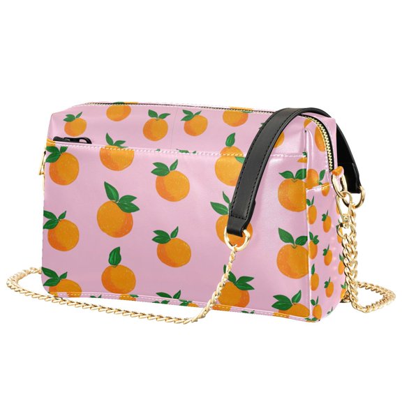 FORMRS Women Crossbody Purse with Chain Strap Vegan Leather Shoulder Handbag, Cartoon Oranges