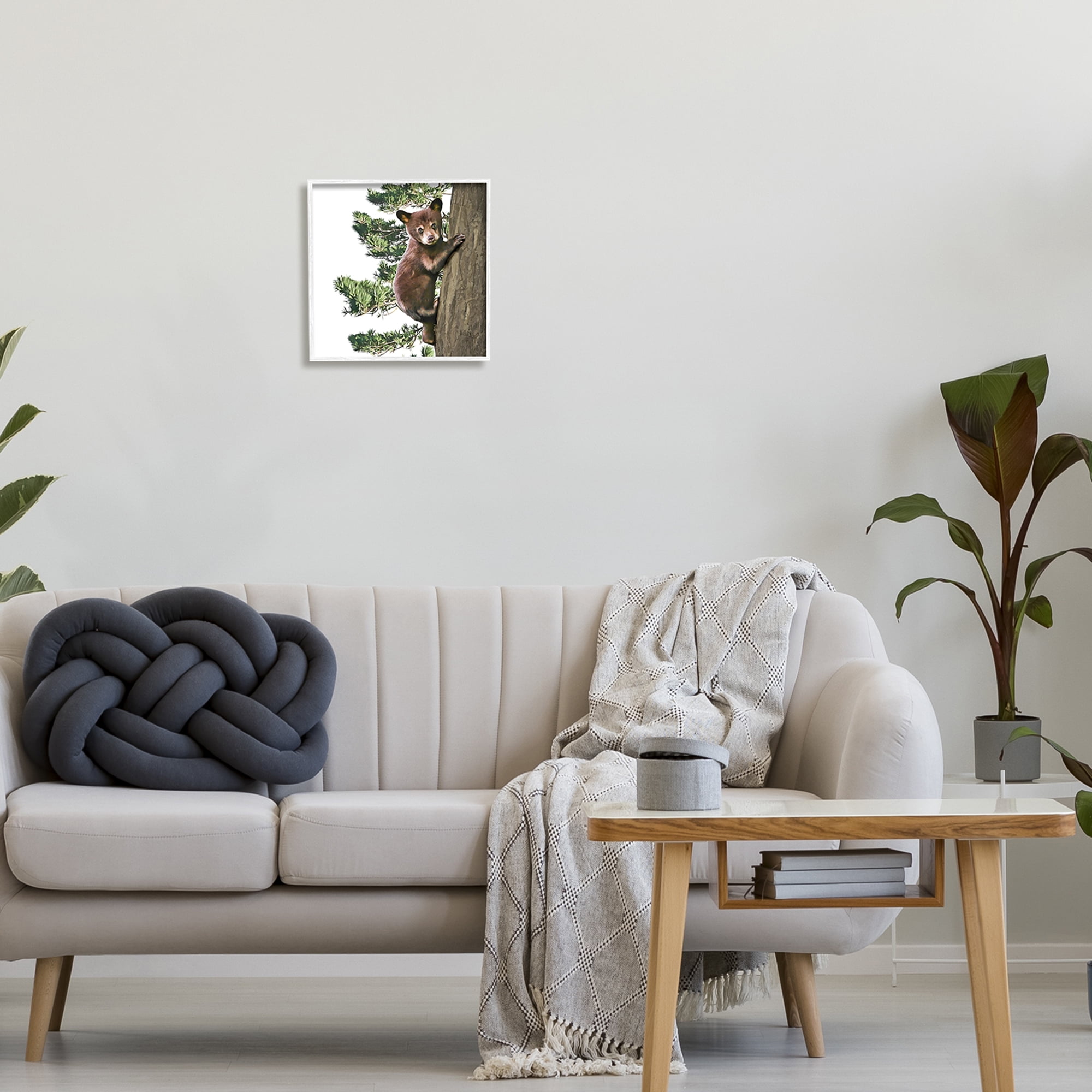 Stupell Bear Cub Climbing Tree Nature Animals & Insects Painting White Framed Art Print Wall Art