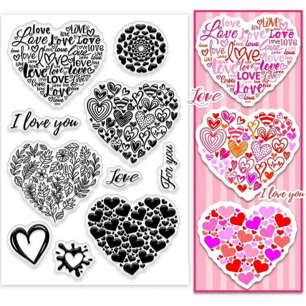 Sello transparente de corazón de amor para grafiti de boda, sello de silicona, sello de goma transparente "dulce amor".