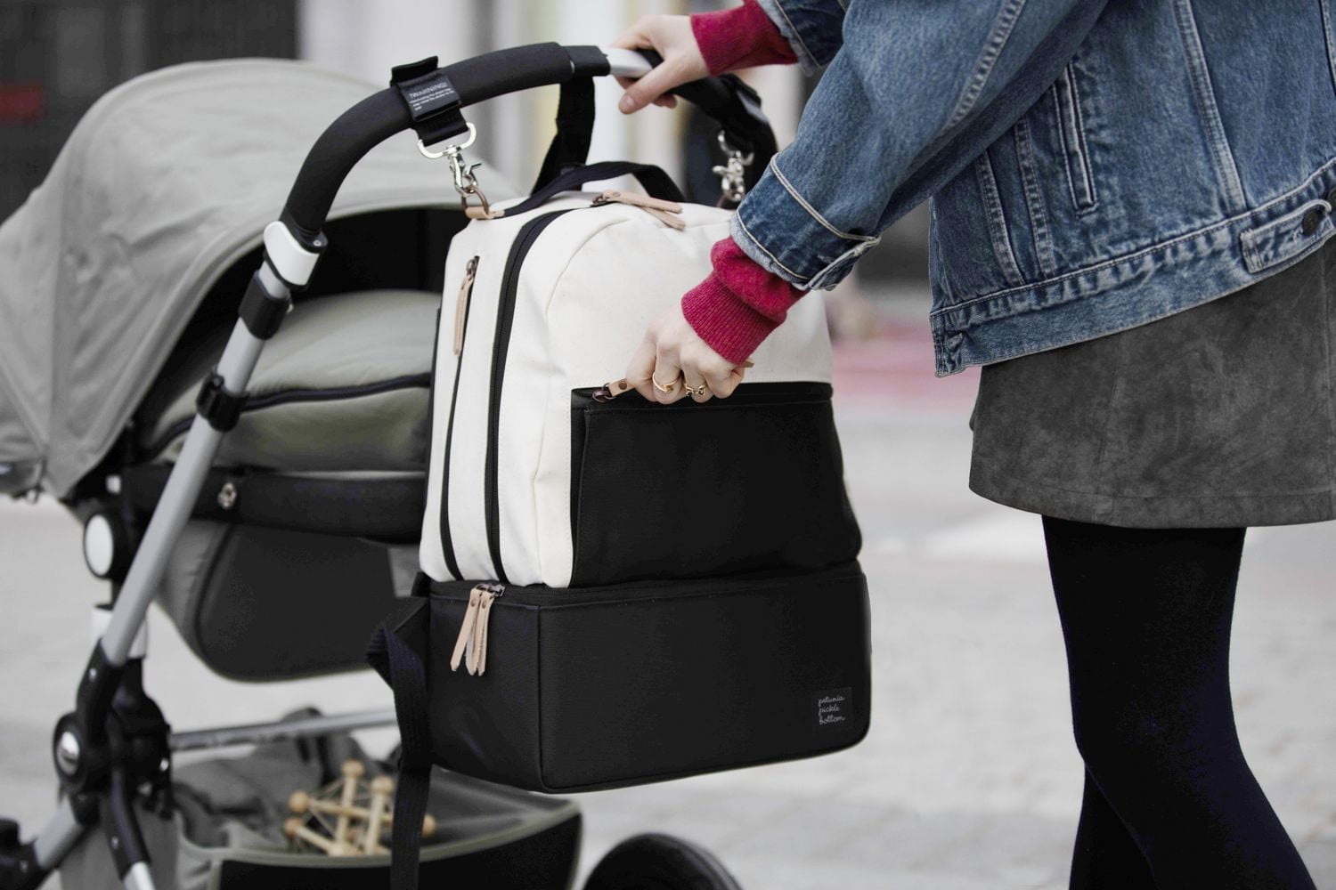 Petunia Pickle Bottom - Clips pour poussette valet en argent / noir - Clips de fixation pour poussette pour sac à langer - bébé, nourrisson, enfant en bas âge, unisexe