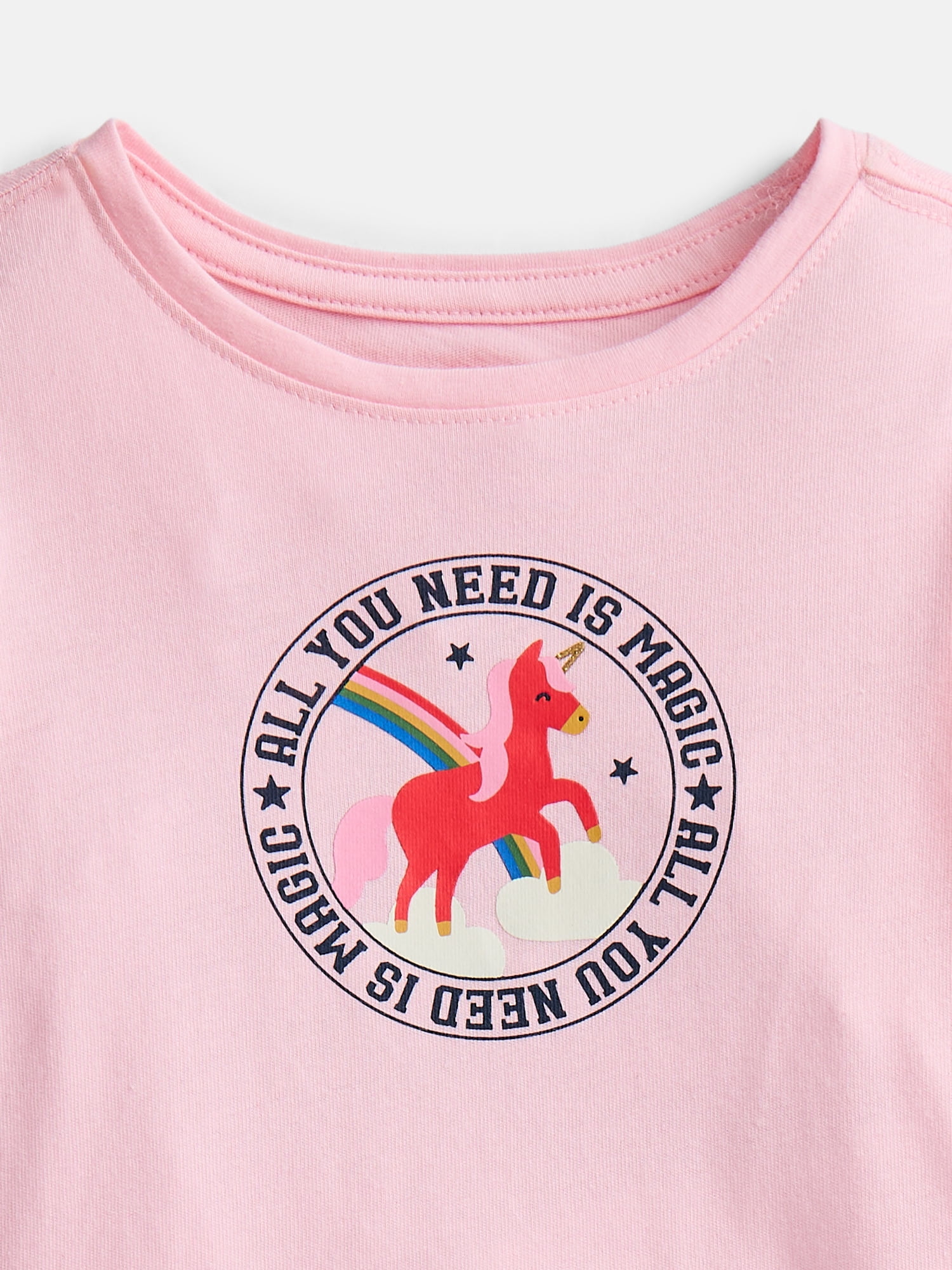 Wonder Nation Baby and Toddler Girls' Graphic Tee with Long Puff Sleeves, Sizes 0M-5T