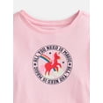 thumbnail image 2 of Wonder Nation Baby and Toddler Girls' Graphic Tee with Long Puff Sleeves, Sizes 0M-5T, 2 of 3