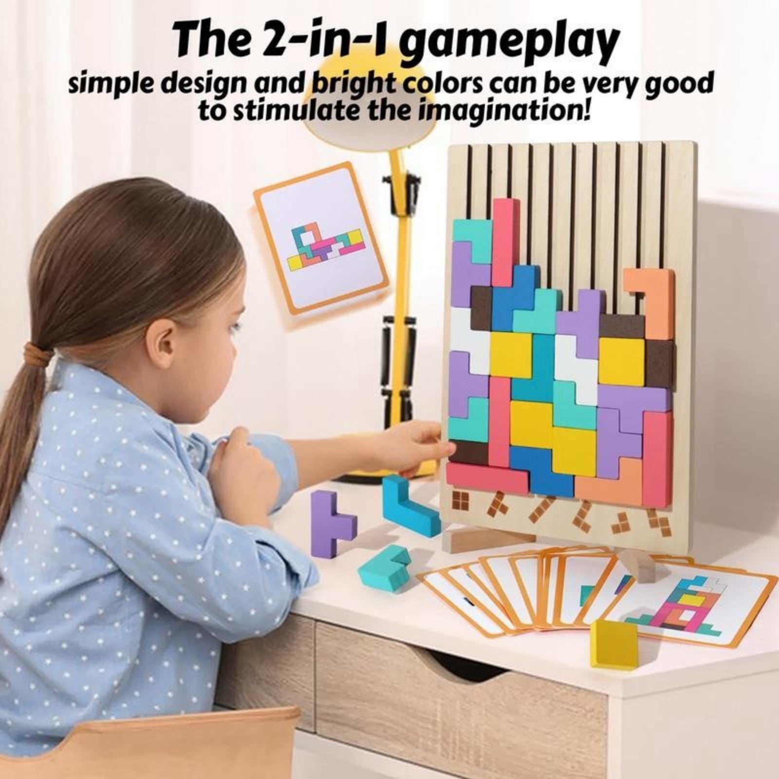 BUTOMKY Montessori Wooden Block Puzzle - 3D Russian Stacking Jigsaw, Colorful Educational Brain Teaser Toy, Family Activity Board Game & Ideal Gift for 3-5 Year Old Boys & Girls