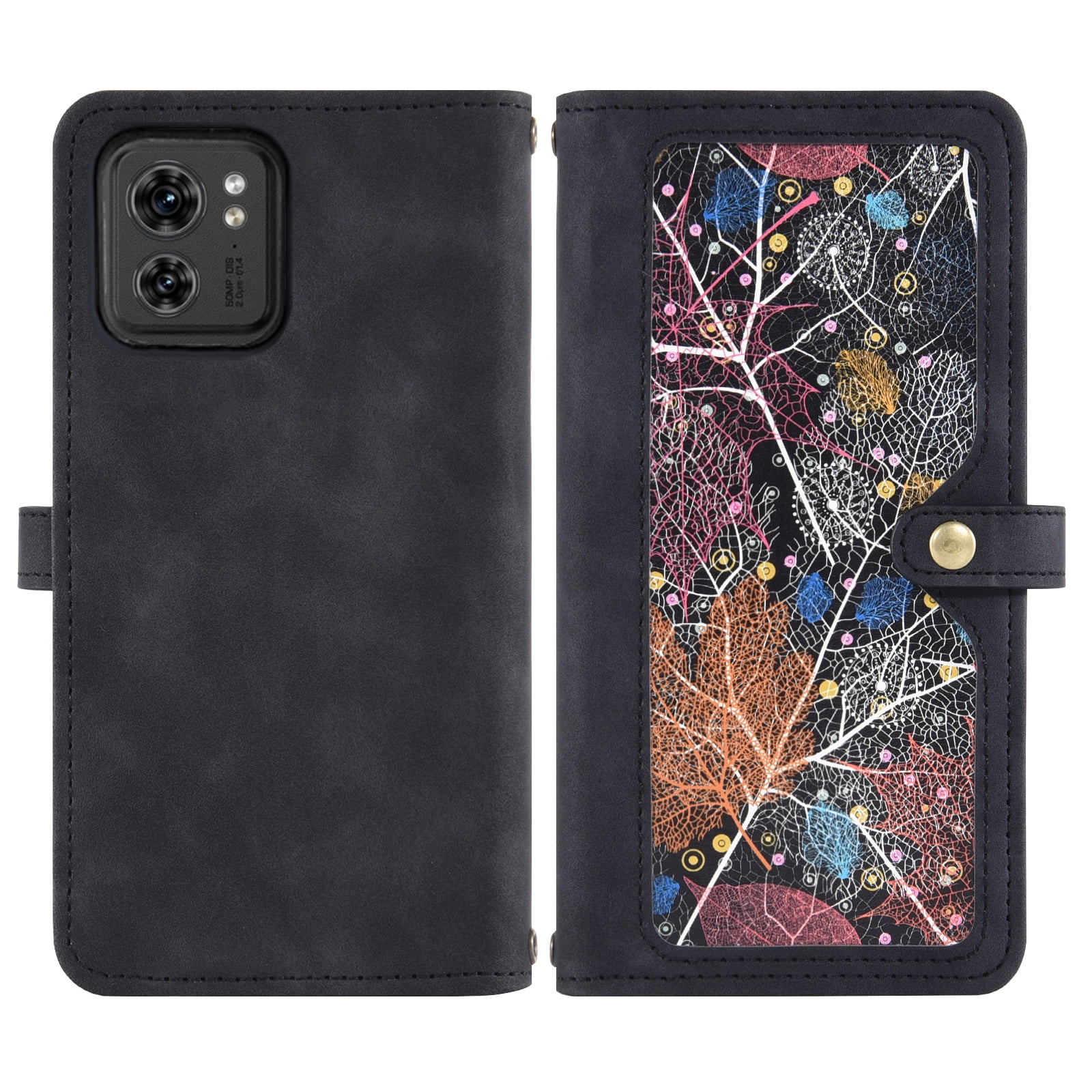 Asuwish Phone Case for Motorola Edge 2023/Edge 40 5G Wallet Cover With Tempered Glass Screen Protector Crossbody Wrist Strap Flip Pattern Zipper Credit Card Holder Cell Moto Edge2023 6.6 Women Black
