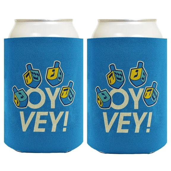 Hanukkah Dreidel Oy Vey Hanukkah Dreidel 2-Pack Can Coolies Drink Coolers
