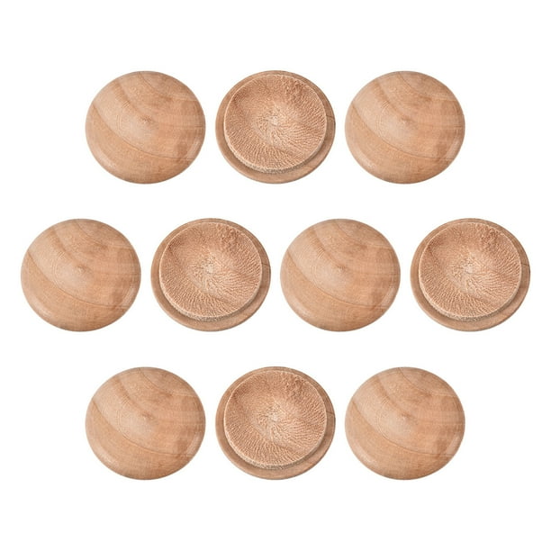 Tapones de botón de madera de 1 pulgada, tapones de madera de cerezo para muebles, 50 piezas