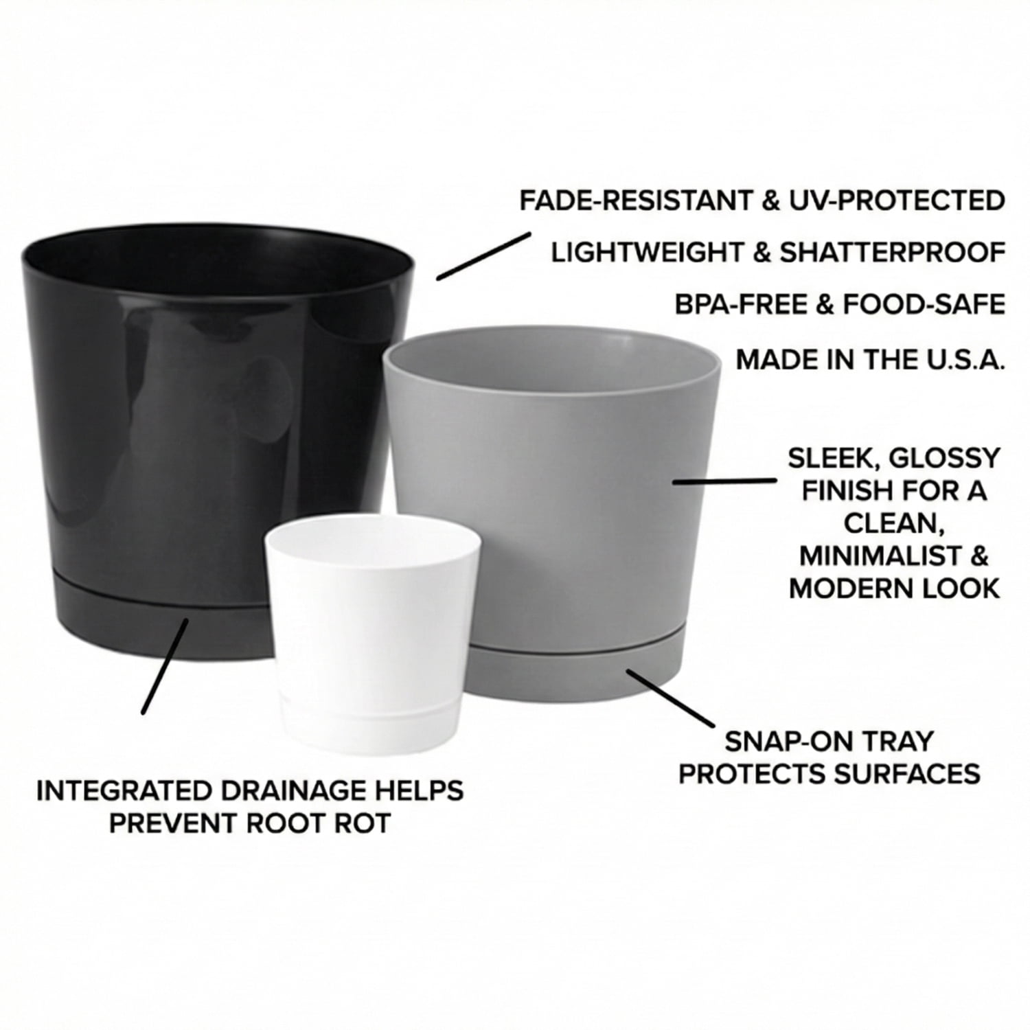 Root & Vessel Majestic Full Depth Cylinder Planter, Gray, 12"