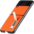 thumbnail image 2 of Compatible with Samsung Galaxy Z Flip 3 5G Case,Built-in Alloy Stand Feature Litchi Pattern Genuine Leather Basic Case for Samsung Galaxy Z Flip 3 5G,Orange, 2 of 16