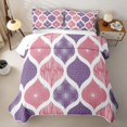 thumbnail image 2 of Homewish Minimalist Stripes Twin Quilt Set,Vintage Bohemian Twin Coverlet Set,Pink Purple,2-Piece, 2 of 7