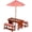 Brown, variant on BRINJOY Kids Picnic Table with Umbrella, Outdoor Wooden Table & Bench Set w/Cushions & 2 Removable Boxes, 4-in-1 Children Sand and Water Activity Table for Patio, Garden, Backyard