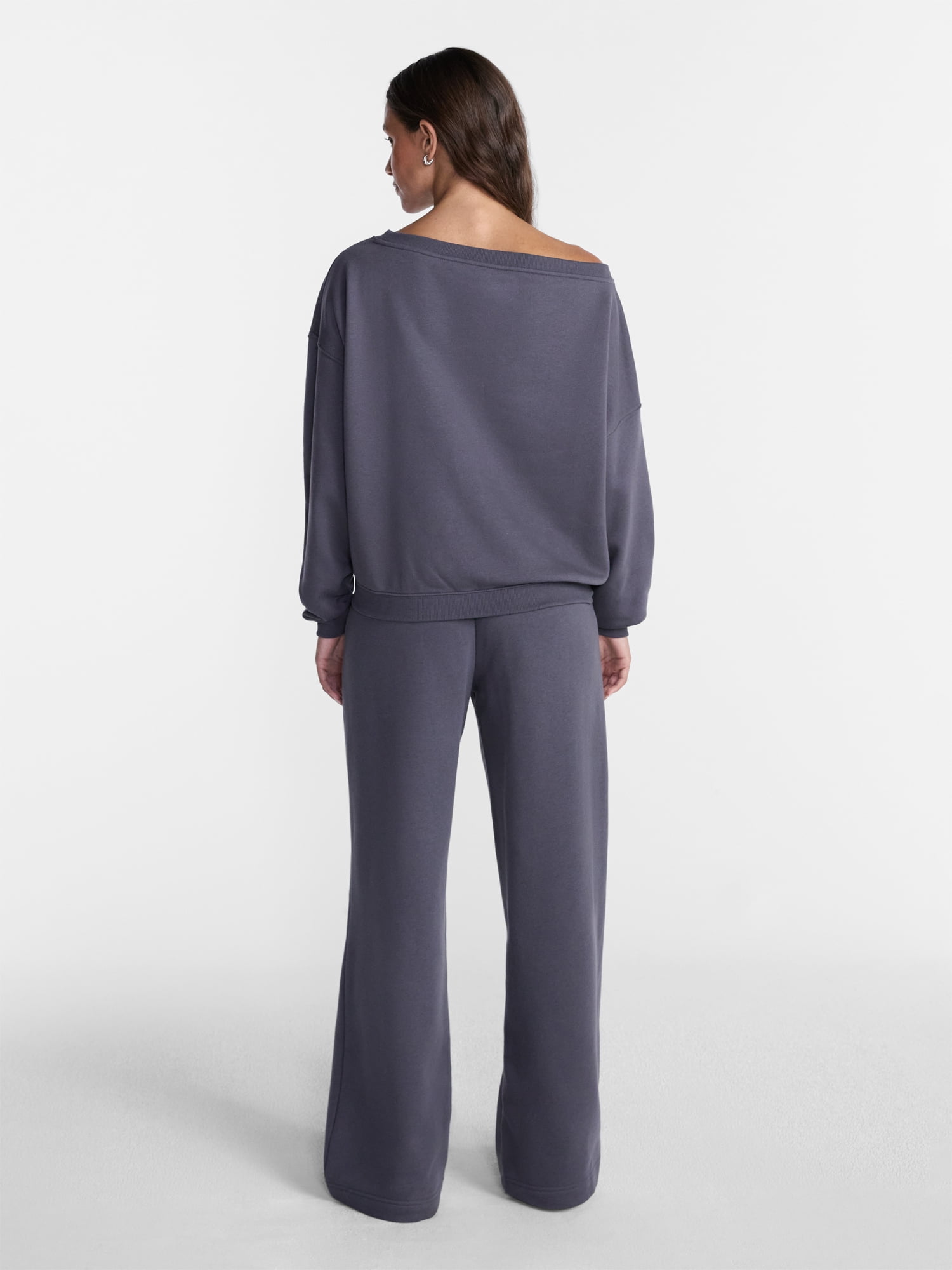No Boundaries Fleece Sweatshirt and Wide Leg Pants Set, 2 Piece, Women’s and Women's Plus Sizes XXS-4X
