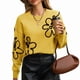 thumbnail image 2 of Suéter Informal de Larga con Cuello Redondo y Hombros Caídos para Mujer, Tejido de Punto Amarillo L, 2 of 9