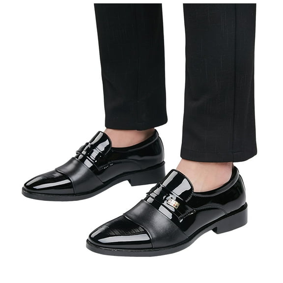 Mens Classic Formal Oxford Lace-up Patchwork Leather Shoe for Men Business Wedding Suit Tuxedo Dress Shoes