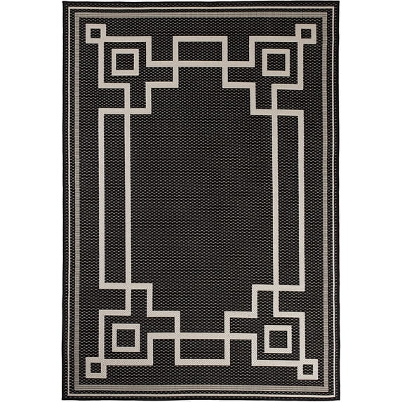Furnish My Place Outdoor Collection Oriental Area Rug - 2 ft. x 3 ft. Black, Transitional Style Water Proof Rug Study Room, Patio