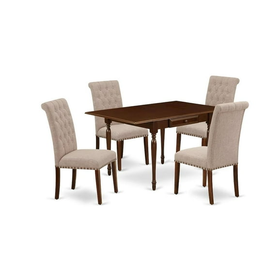 East West Furniture Dining Room Set Mahogany, MZBR5-MAH-04