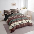 thumbnail image 4 of Homewish Southwestern Farmhouse Cabin 7-Piece Twin Bedding Sets,Wild Beer Bear Bedding Comforter Set,Brown Beige Green Sheet Sets For Adult,Ultra Soft Home Decor Reversible, 4 of 9