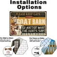 thumbnail image 4 of Funny Goat Barn Sign Farmhouse Wall Decor Please Keep Gate Closed No Matter What Goats Say Outdoor Yard Metal Tin Sign Vintage Poster for Home Garden Country Farm Wall Decor Gift 8" x 12", 4 of 6