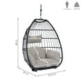 thumbnail image 4 of Sunnydaze Oliver Resin Wicker Egg Hanging Chair with Cushions, Gray, 4 of 12