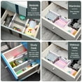 thumbnail image 4 of VEGCOO Drawer Dividers Organizer 4 Pack, Adjustable Drawer Separators with 16 Inserts 4" High Expandable from 11-17.5" for Home,Bedroom, Bathroom, Closet, Clothing, Office, Kitchen, 4 of 6