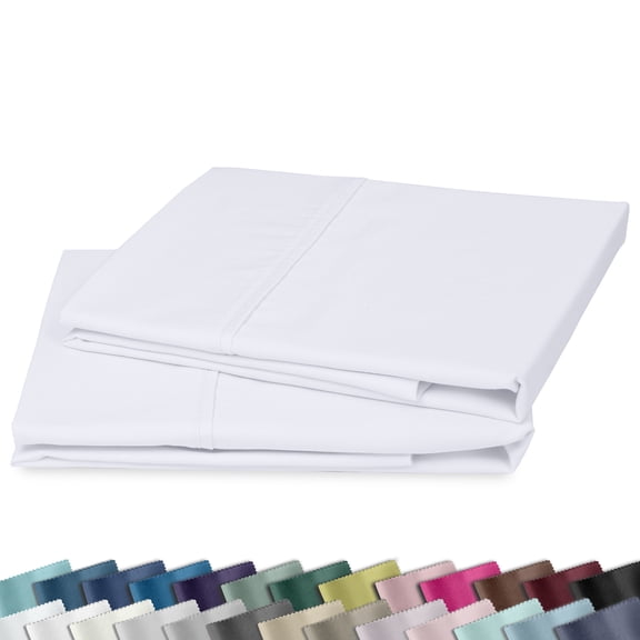 California Design Den Standard Pillow Cases - 400 Thread Count, 100% Cotton Sateen, Set of 2 Pillow Covers, Breathable, Soft, Designed for for Queen and Standard Pillows - Bright White