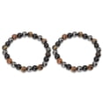 thumbnail image 1 of 2 pulseras de piedra natural negra de alta elasticidad, triple protección, piedra de ojo de tigre, pulseras de riqueza para la mayoría de hombres y mujeres, ágata, 1 of 14