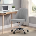 thumbnail image 6 of edx Vanity Chair, Armless Desk Chair with Wheels, Adjustable Swivel Fabric Makeup Chair, Comfortable Home Office Task Computer Chair, Gray, 6 of 9