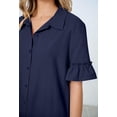 thumbnail image 6 of Merokeety Womens Casual Shirt Dress Button Down Ruffle Sleeve Shift Mini Dresses with Pockets Navy XL, 6 of 9
