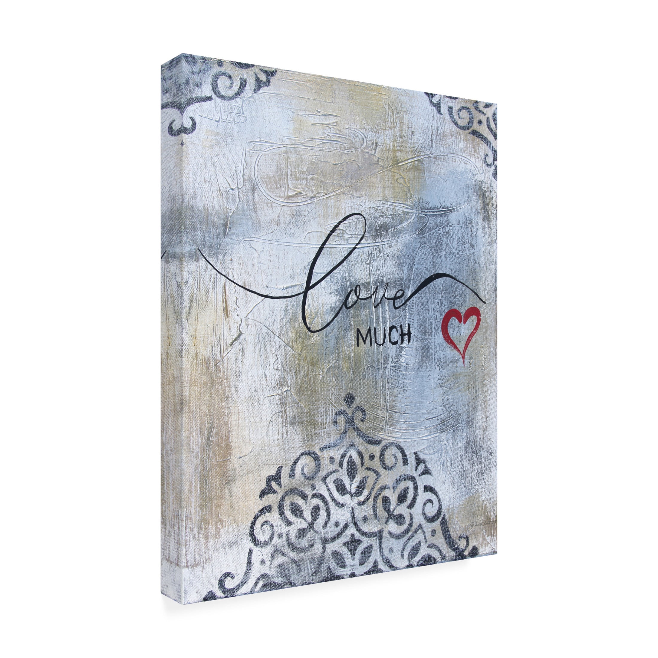 Canvas Wall Art - Jean Plout 'Gold And Grey Sentiment A4' Wall Art for Living Room, Bedroom, or Office Décor by Trademark Fine Art - 18 x 24 Inches