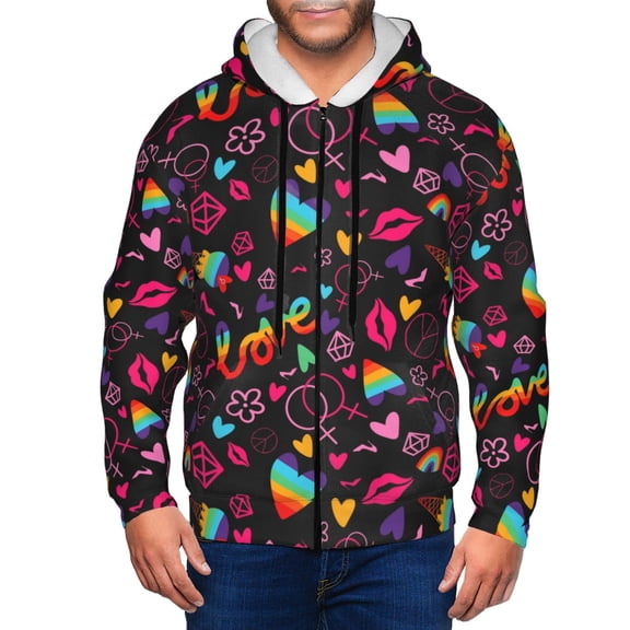 Zip Up Hoodies for Men - Lgbt Rainbow For Pride Long Sleeve Comfrt Men'S Fashion Hoodies & Sweatshirts, Jackets for Men Hoodies Pullover Clothing Clothes with Pouch