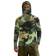 thumbnail image 2 of SEANATIVE Fishing Shirts for Men Hooded Sun Protection Rash Guard Long Sleeve Breathable Athletic Hoodie with Face Mask, for Outdoor Hiking Camping Fishing, S, Green Camouflage Print, 2 of 7