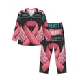 thumbnail image 1 of Fotbe Ribbon With Angel Wings Pattern Long Sleeve Pajama Set for Men,Sleepwear Set,2-piece Loungewear Set,Soft PJs Comfy Nightwear with Pockets-Medium, 1 of 7